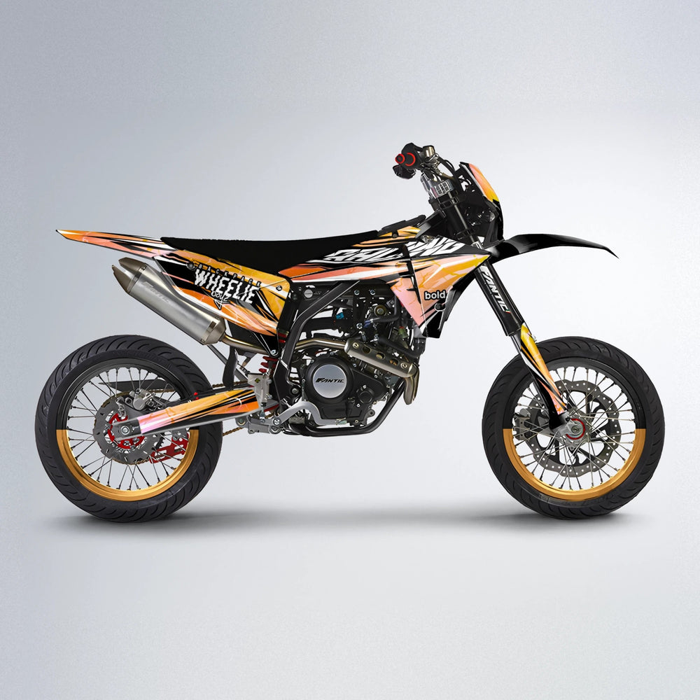 MADNESS Fantic supermoto graphics kit in Orange & Yellow