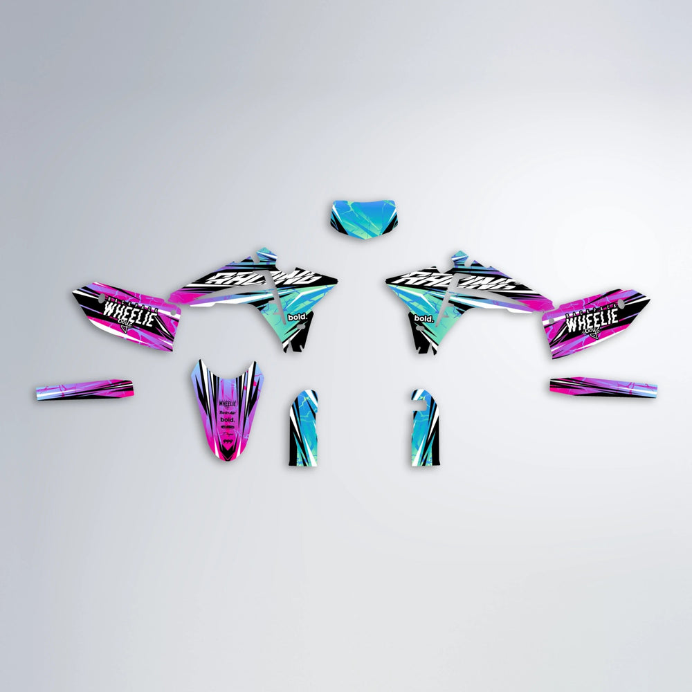 MADNESS Fantic graphics kit parts layout in Pink & Light Blue