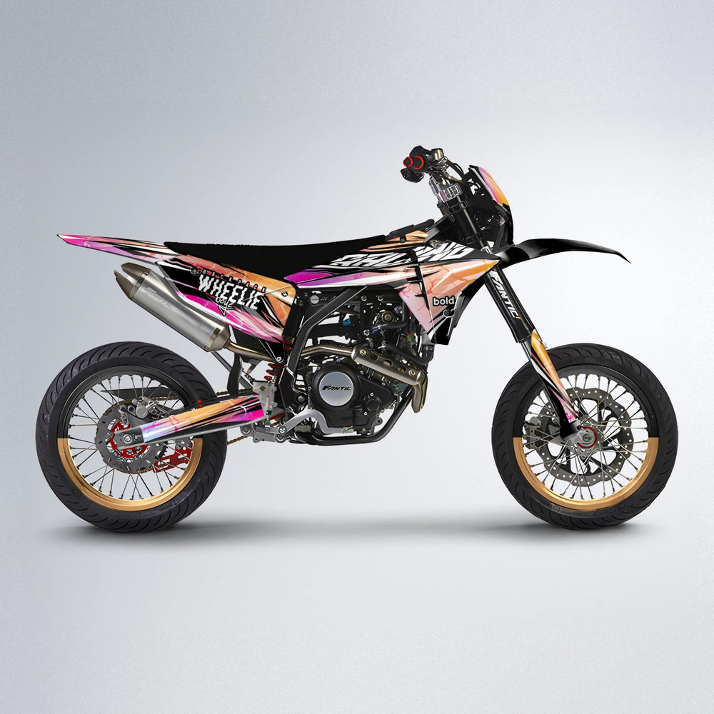 MADNESS Fantic supermoto graphics kit in Pink & Yellow