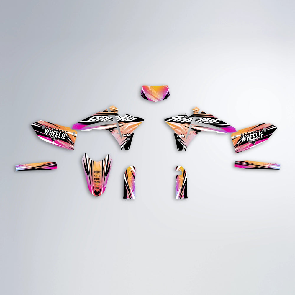 MADNESS Fantic graphics kit parts layout in Pink & Yellow