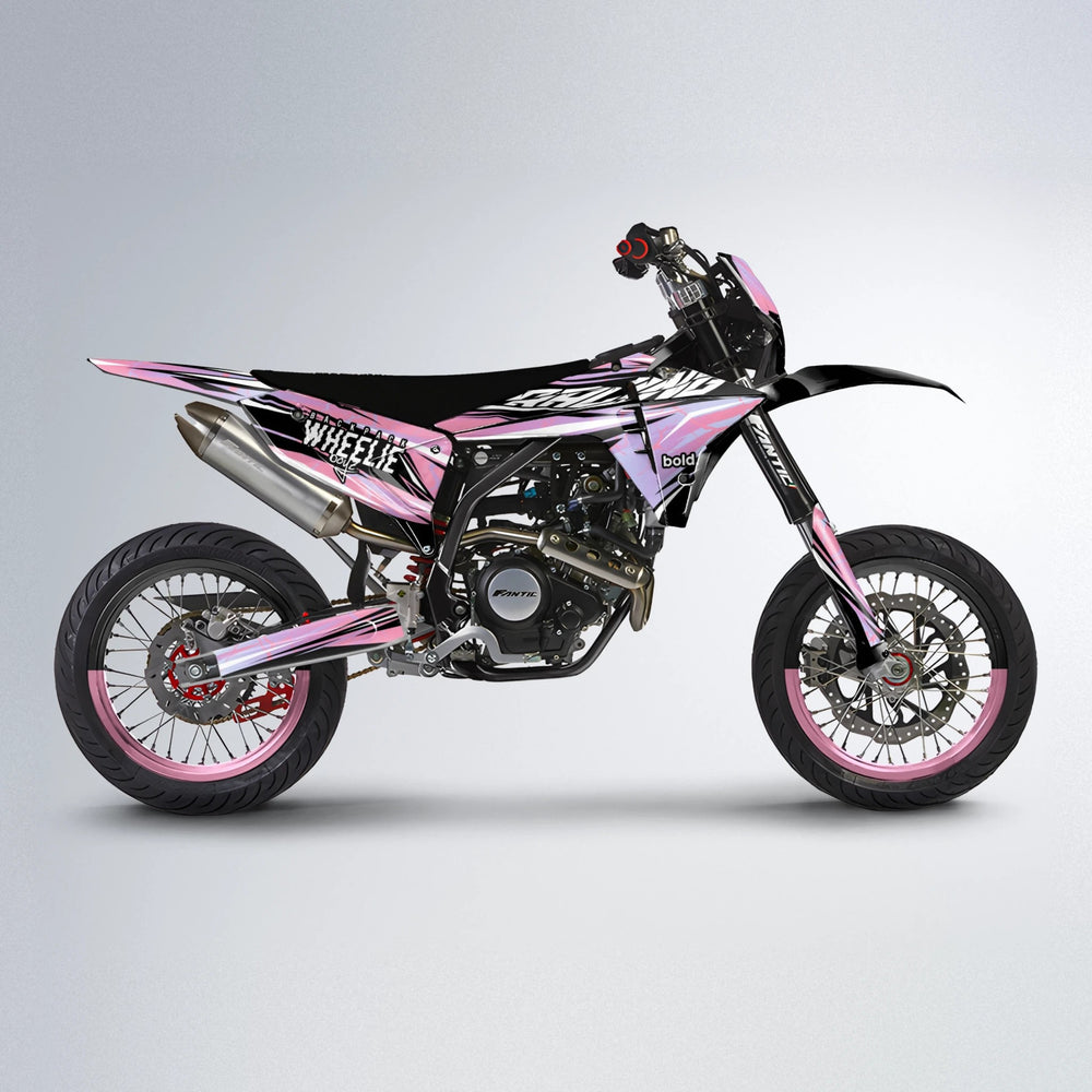 MADNESS Fantic supermoto graphics kit in Sakura Pink