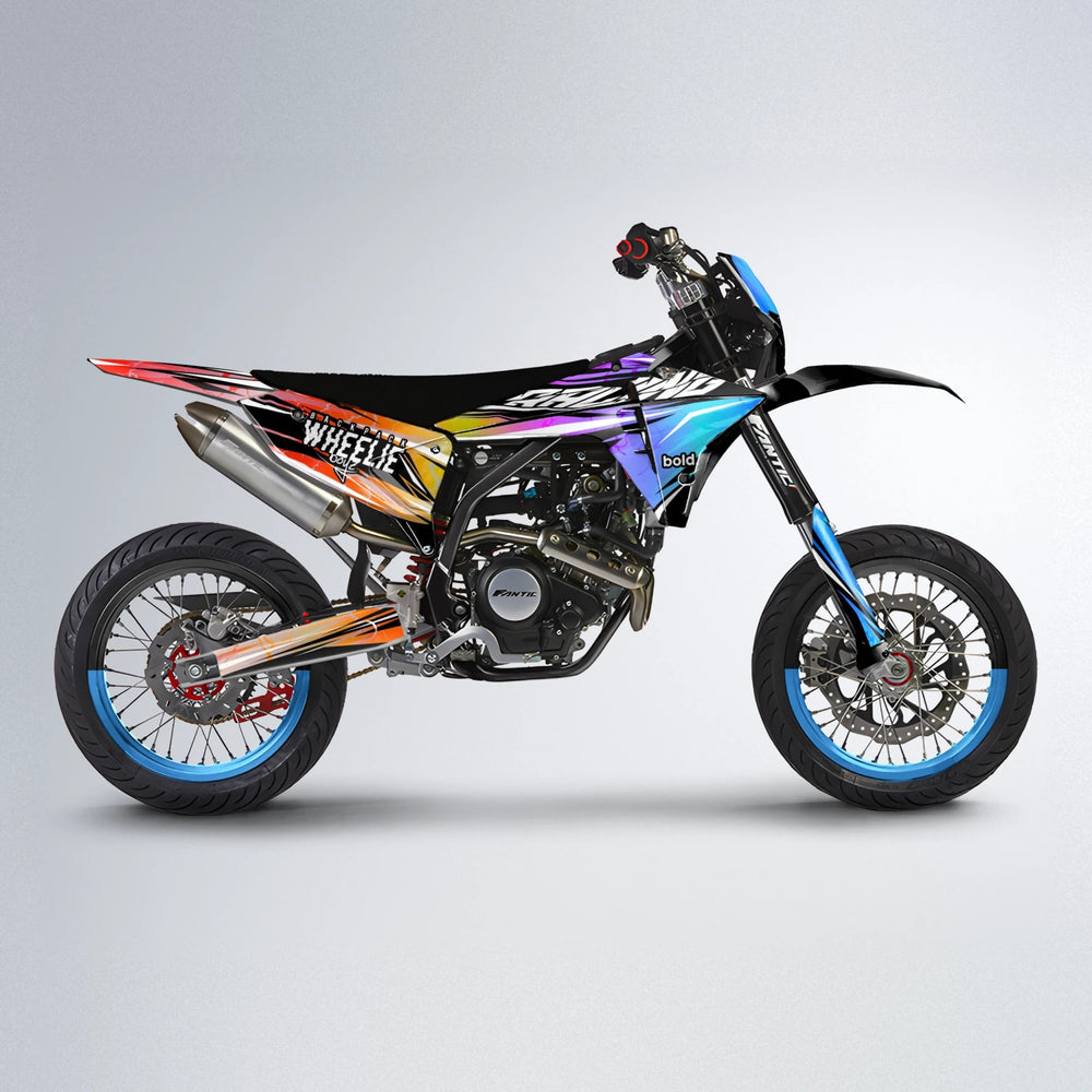 MADNESS Fantic supermoto graphics kit in Sunset Fade