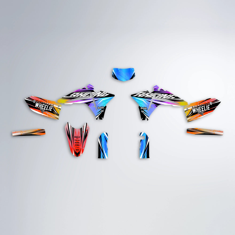 MADNESS Fantic graphics kit parts layout in Sunset Fade