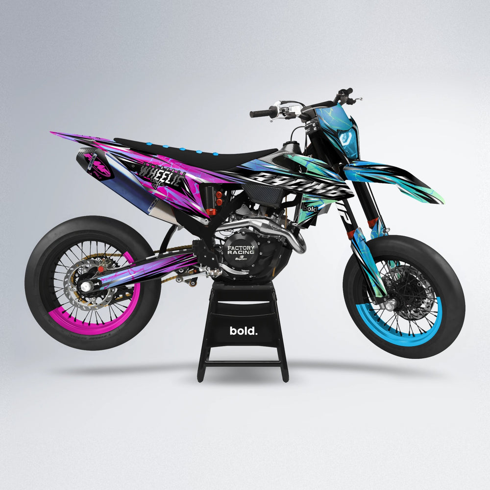 MADNESS supermoto graphics kit in Pink & Light Blue