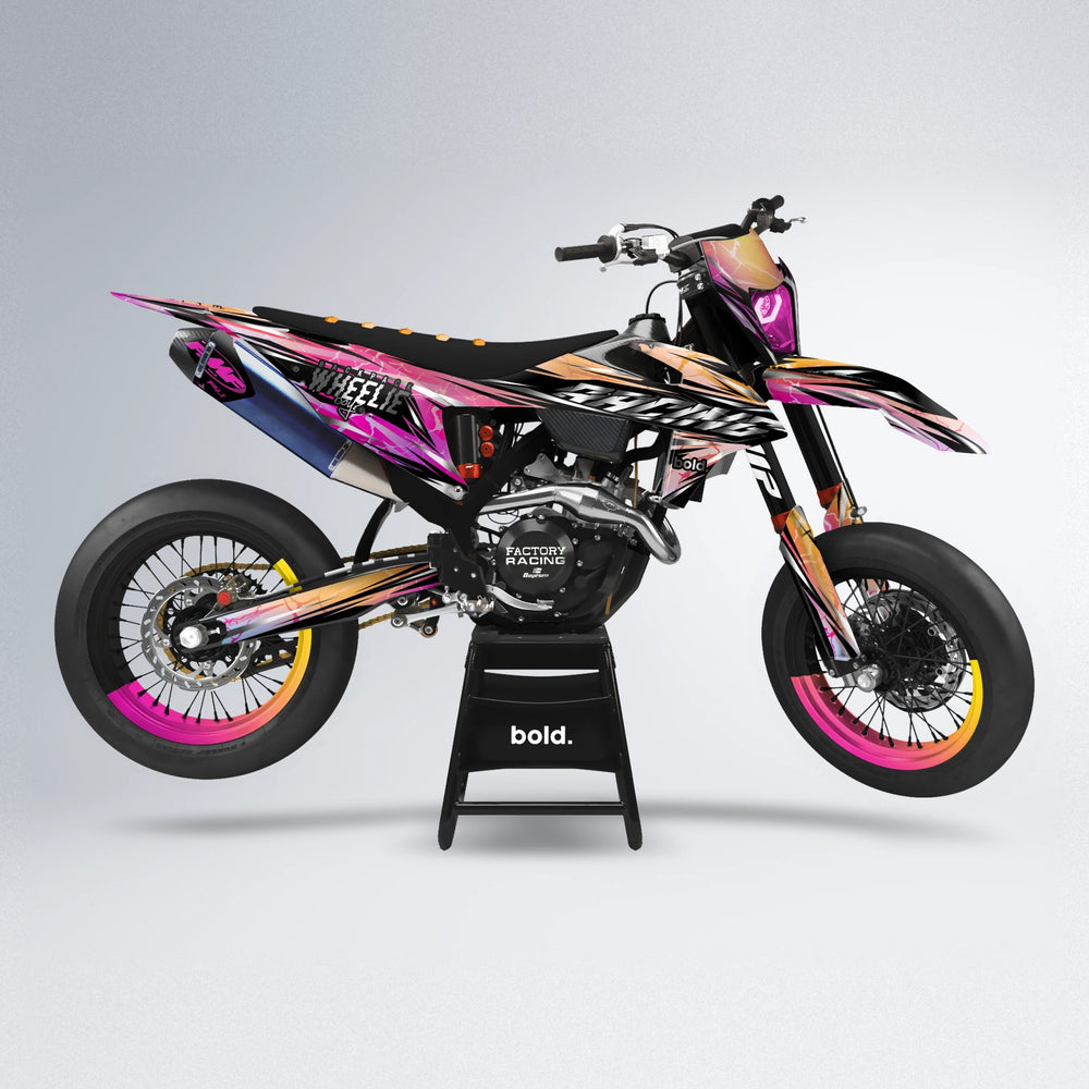 MADNESS supermoto graphics kit in Pink & Yellow
