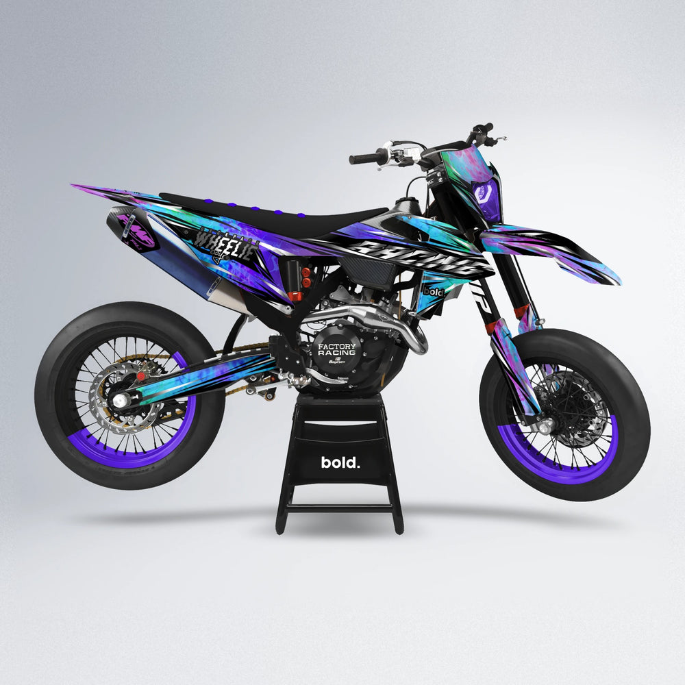 MADNESS supermoto graphics kit in Purple Holo
