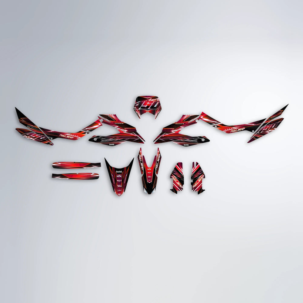MATRIX Aprilia SX 125 graphics kit parts layout in Black & Red