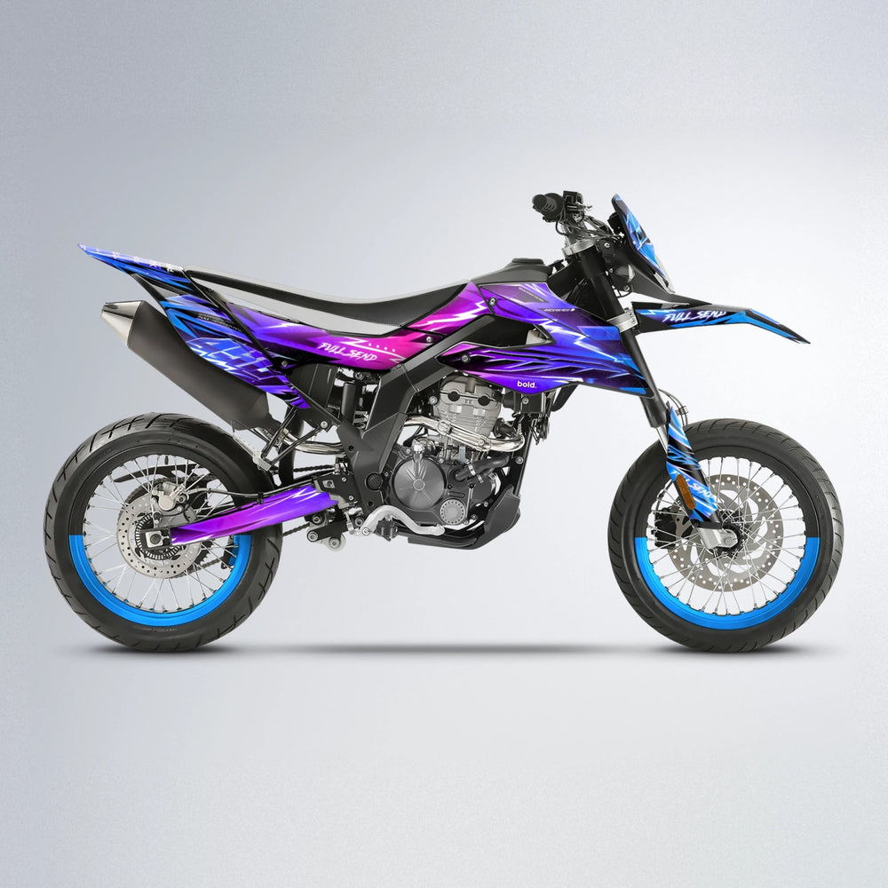 MATRIX Aprilia SX 125 supermoto graphics kit in Blue Purple Fade