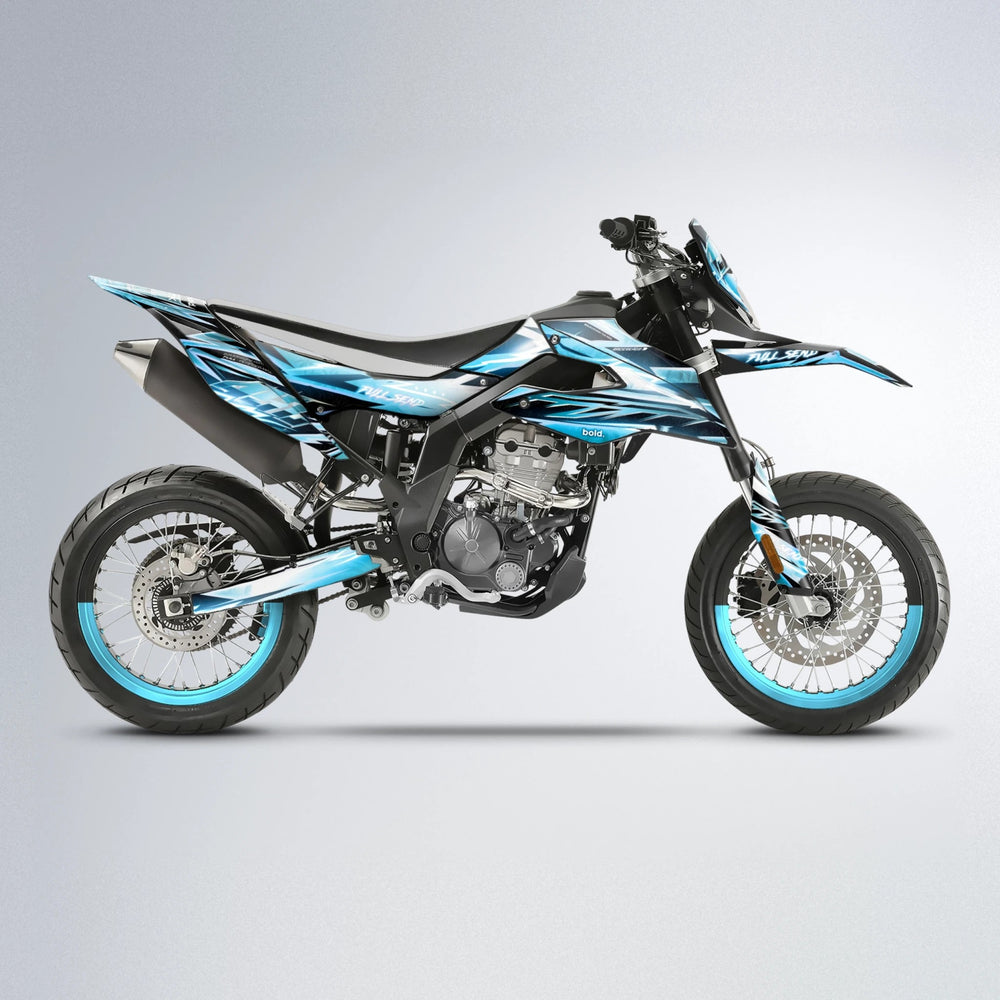 MATRIX Aprilia SX 125 supermoto graphics kit in Light Blue & White