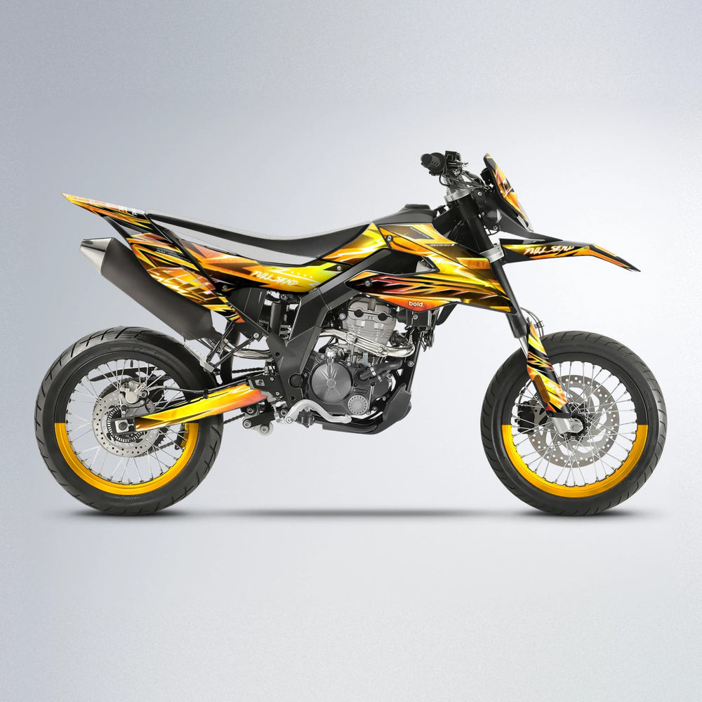 MATRIX Aprilia SX 125 supermoto graphics kit in Orange & Yellow