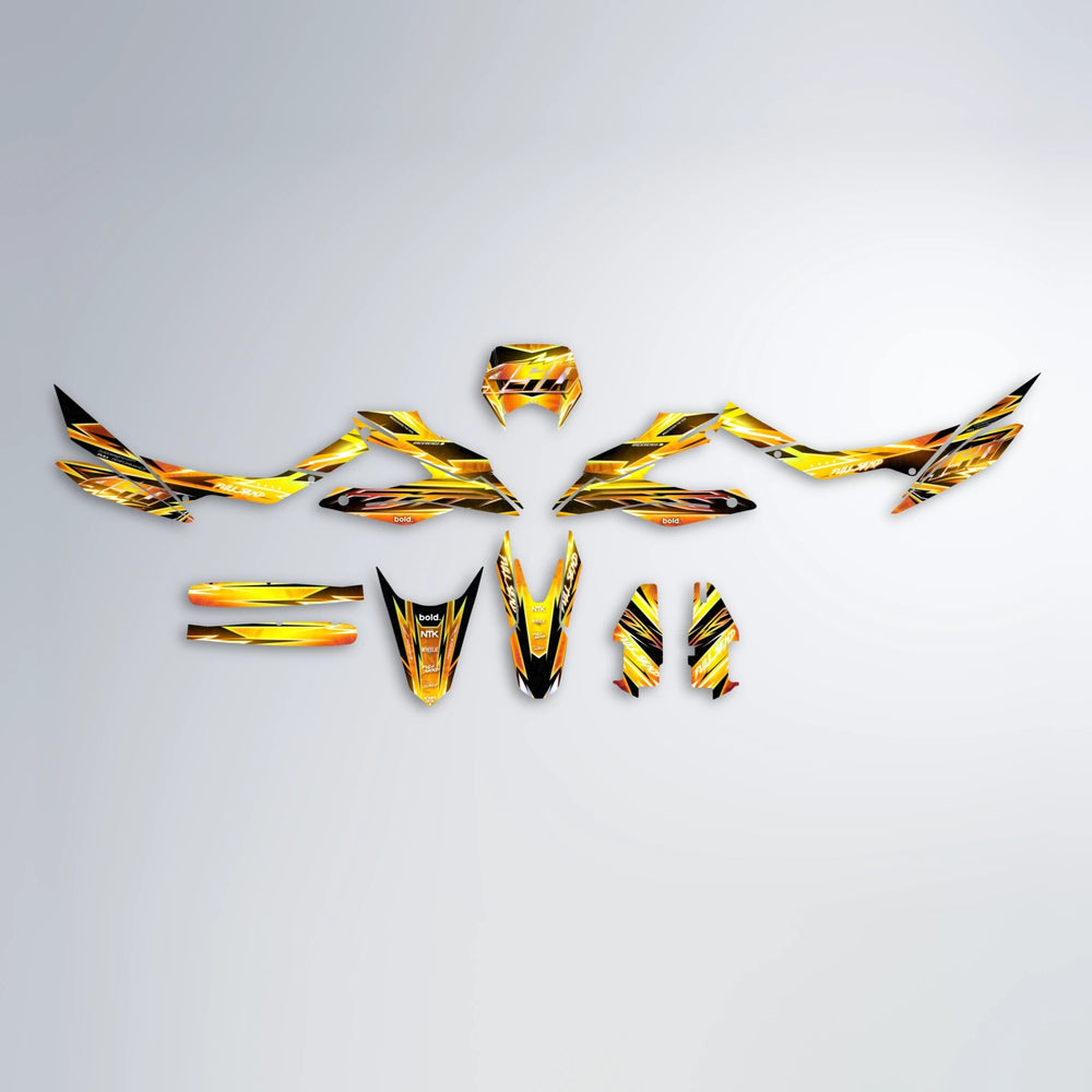 MATRIX Aprilia SX 125 graphics kit parts layout in Orange & Yellow