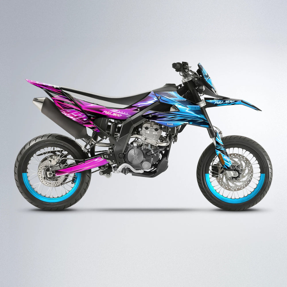 MATRIX Aprilia SX 125 supermoto graphics kit in Pink & Light Blue