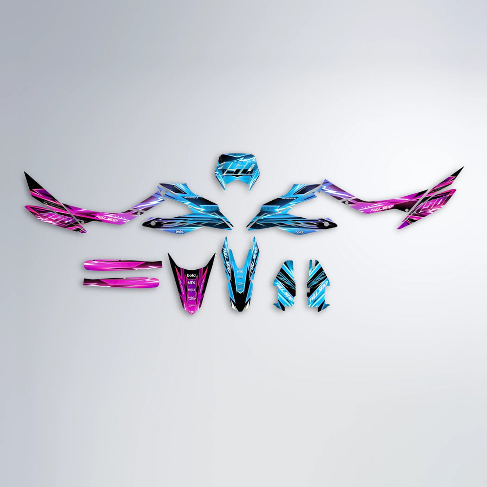 MATRIX Aprilia SX 125 graphics kit parts layout in Pink & Light Blue