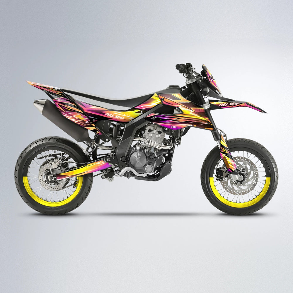 MATRIX Aprilia SX 125 supermoto graphics kit in Pink & Yellow