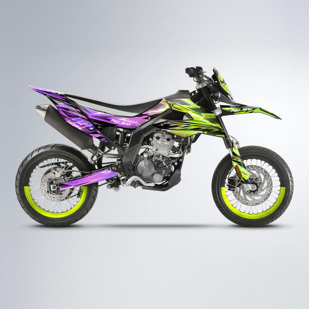 MATRIX Aprilia SX 125 supermoto graphics kit in Purple & Yellow