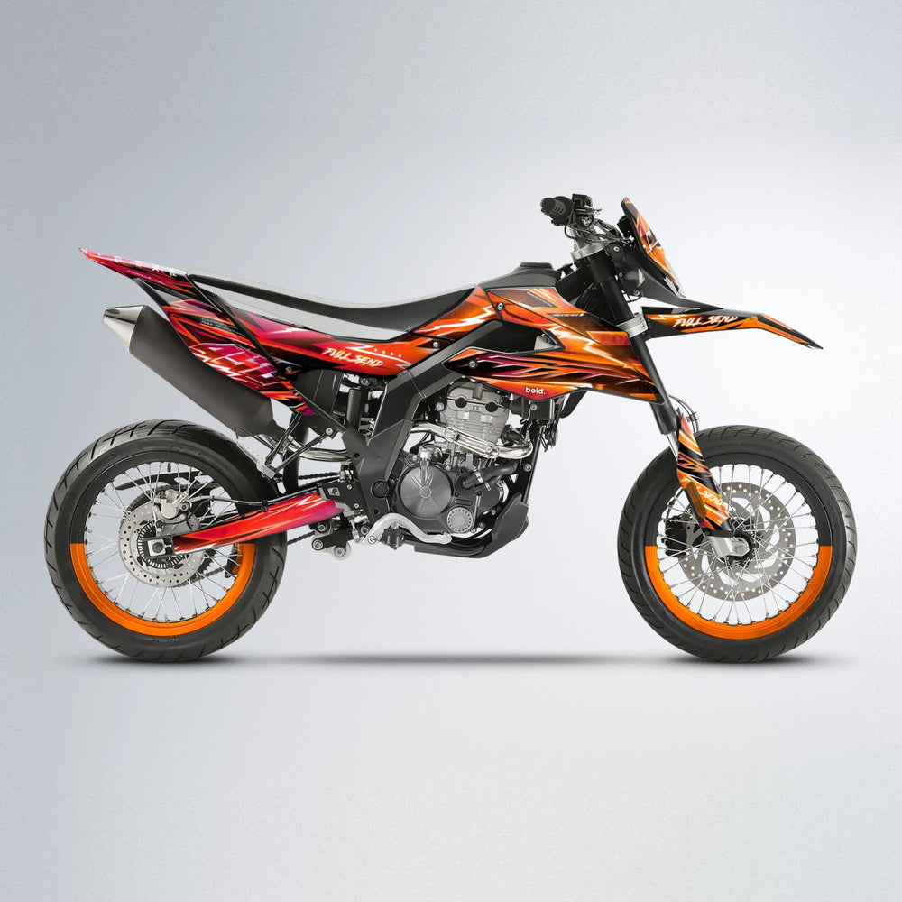 MATRIX Aprilia SX 125 supermoto graphics kit in Red & Orange