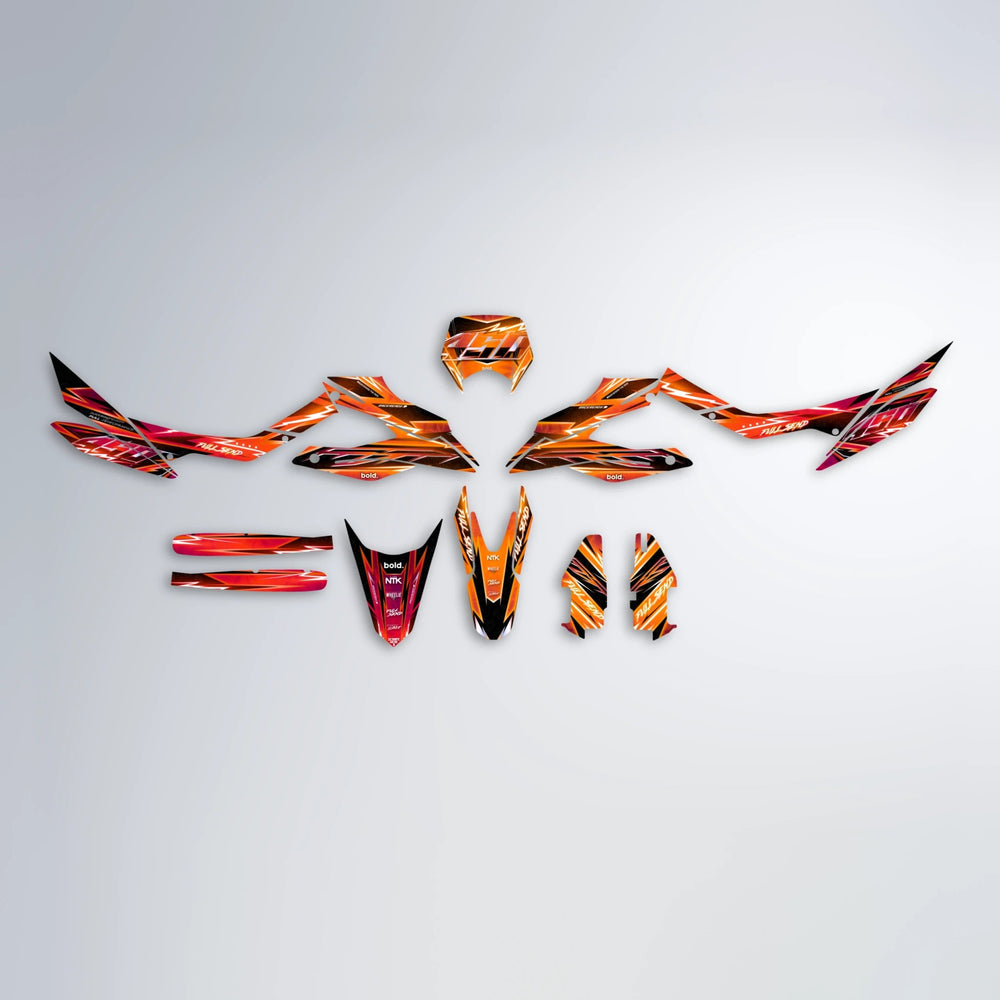 MATRIX Aprilia SX 125 graphics kit parts layout in Red & Orange
