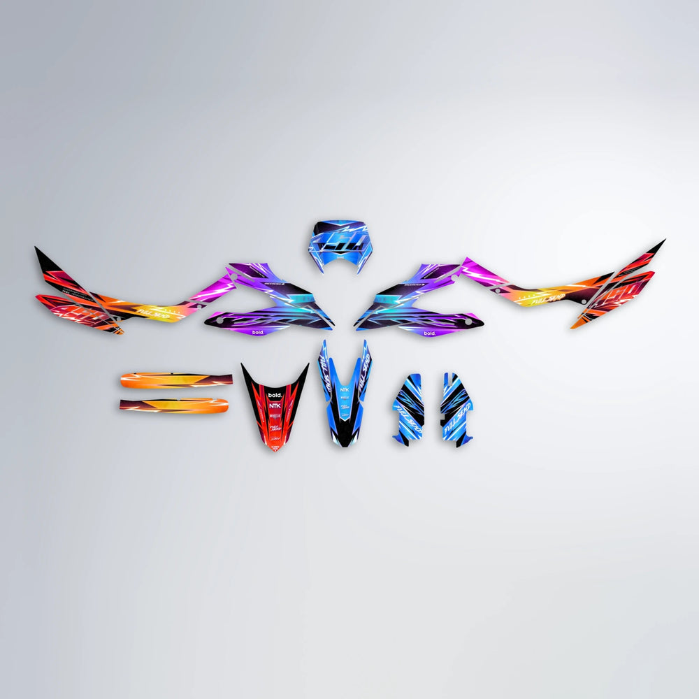 MATRIX Aprilia SX 125 graphics kit parts layout in Sunset Fade