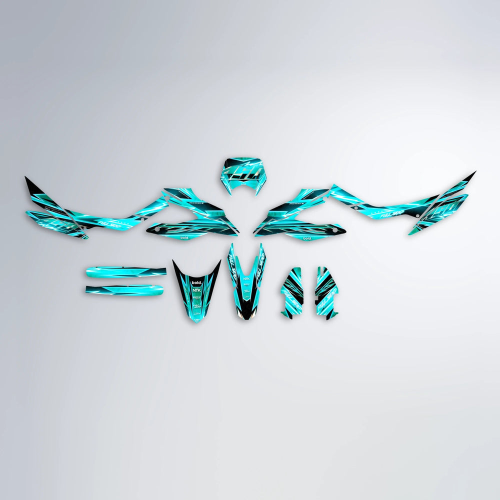 MATRIX Aprilia SX 125 graphics kit parts layout in Teal