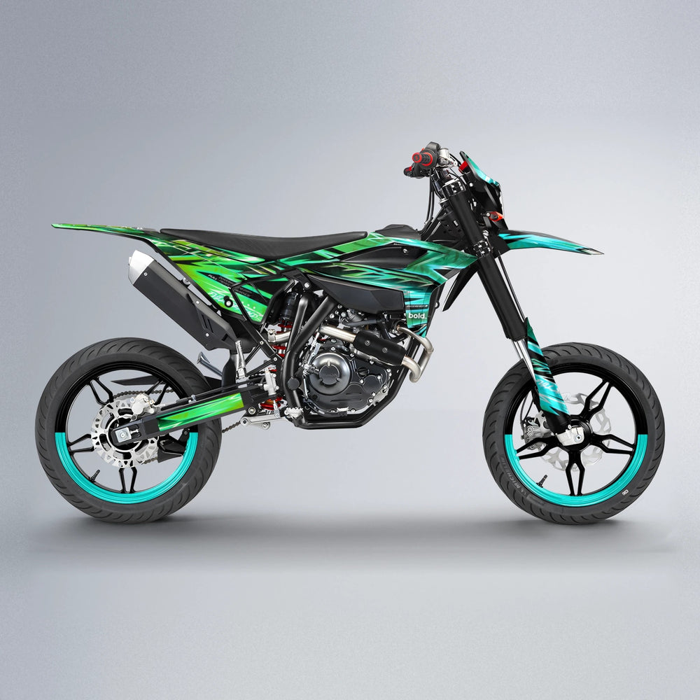MATRIX Beta supermoto graphics kit in Cyan & Green