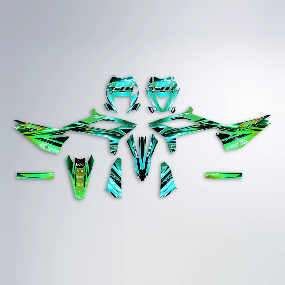 MATRIX Beta graphics kit parts layout in Cyan & Green