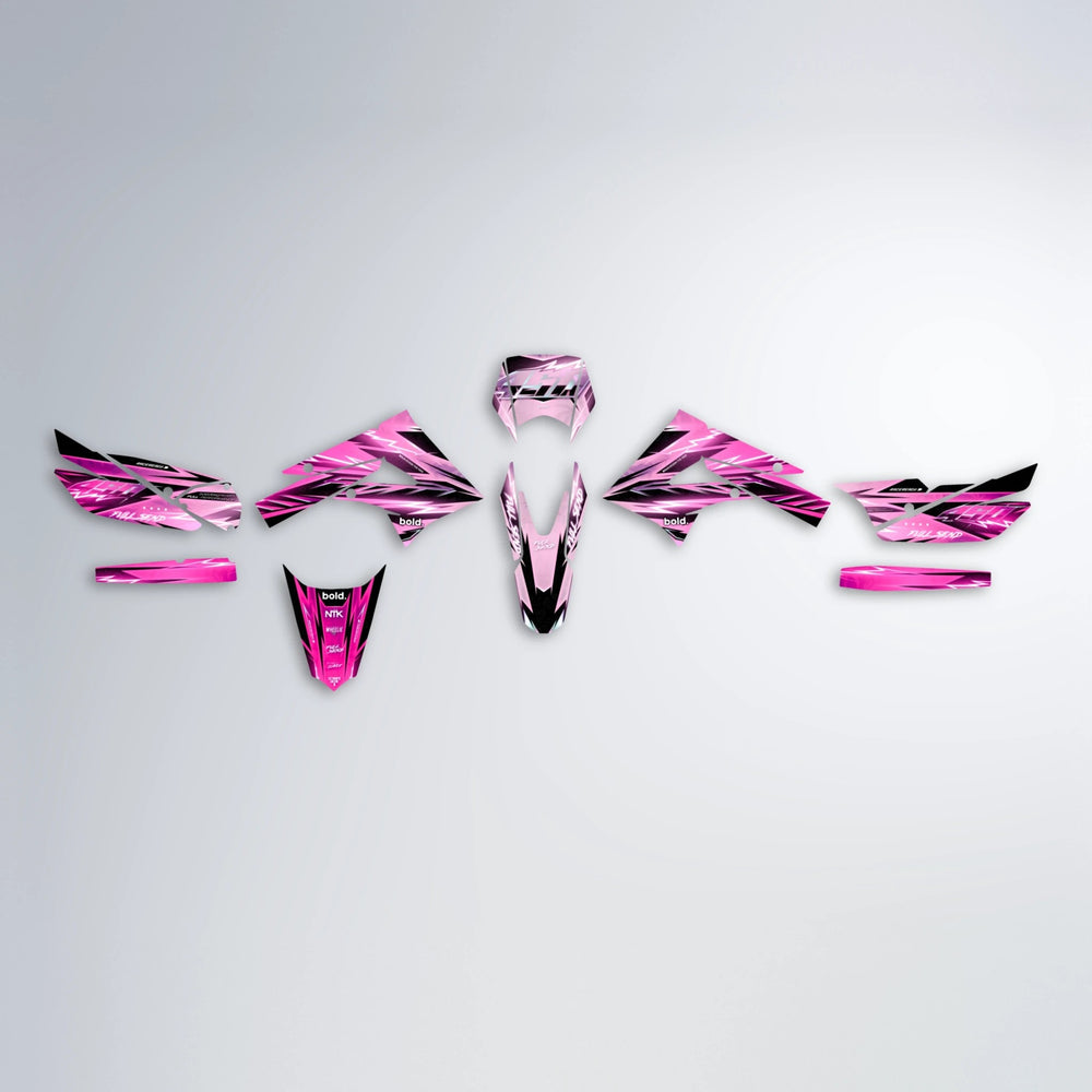 MATRIX Derbi Senda graphics kit parts layout in Flamingo