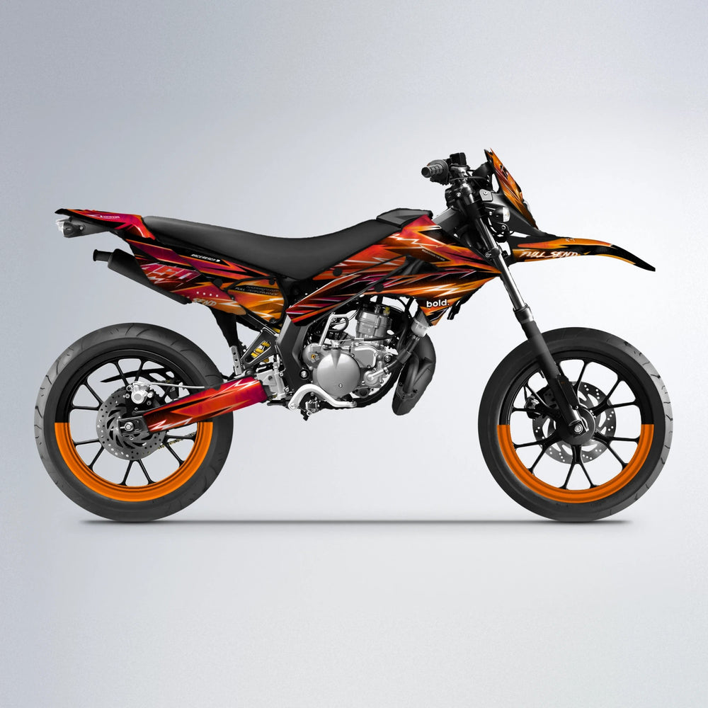 MATRIX Derbi Senda supermoto graphics kit in Red & Orange