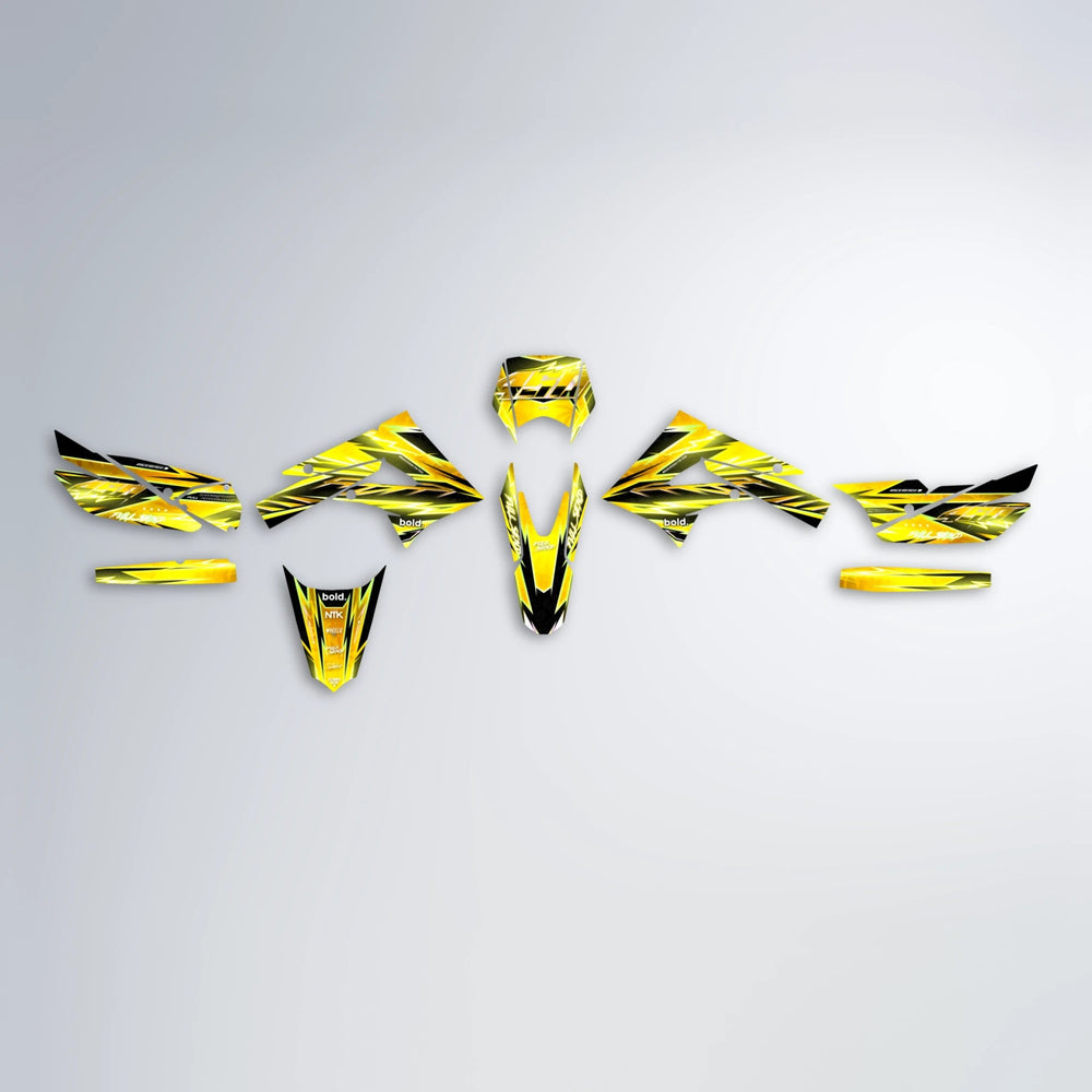 MATRIX Derbi Senda graphics kit parts layout in Yellow