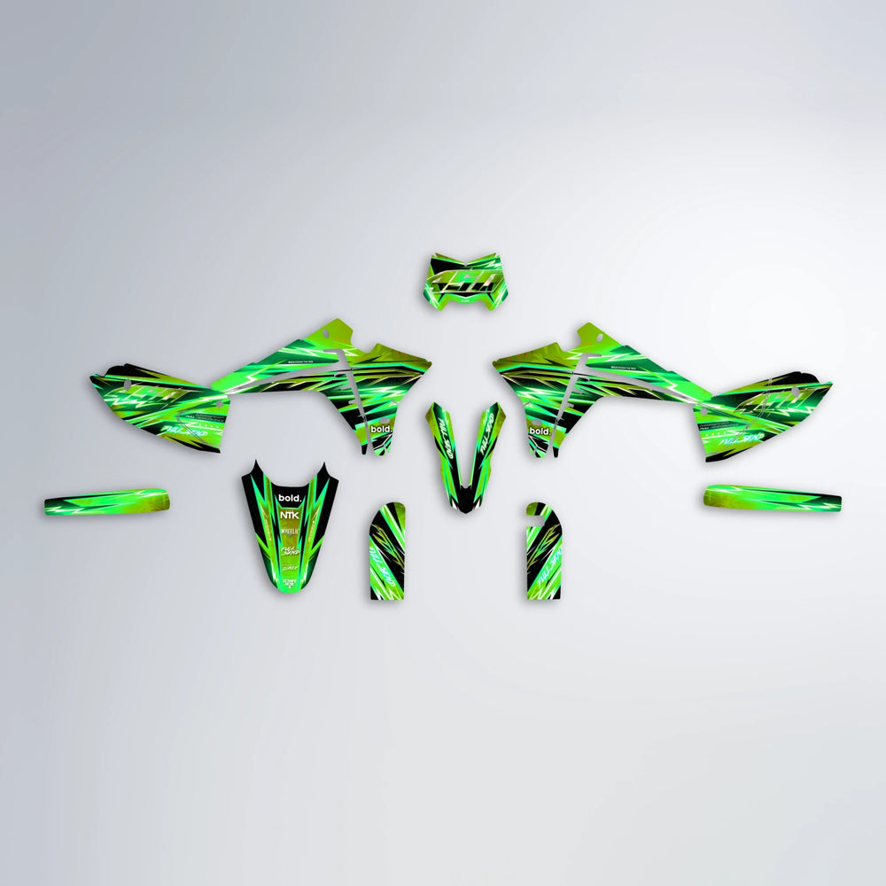 MATRIX Fantic graphics kit parts layout in Green