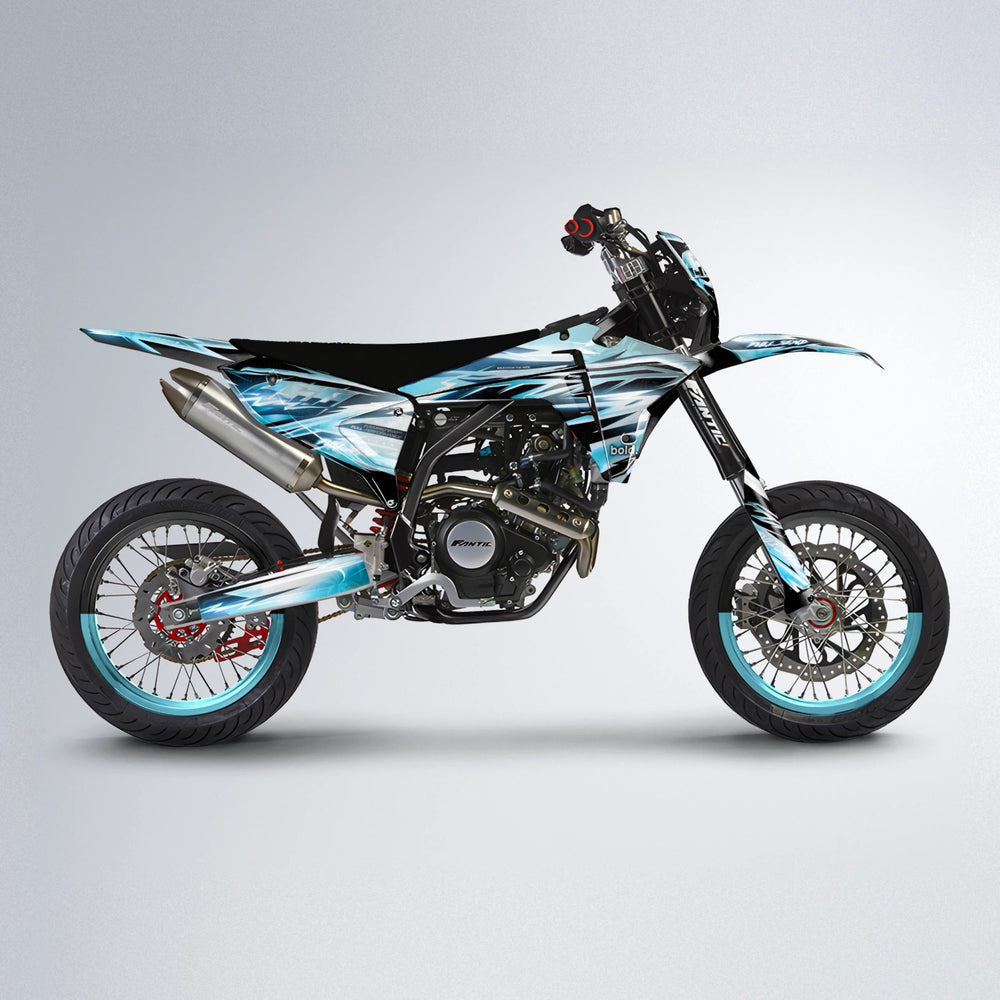 MATRIX Fantic supermoto graphics kit in Light Blue & White