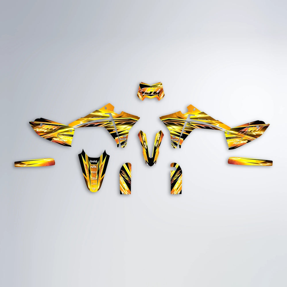 MATRIX Fantic graphics kit parts layout in Orange & Yellow