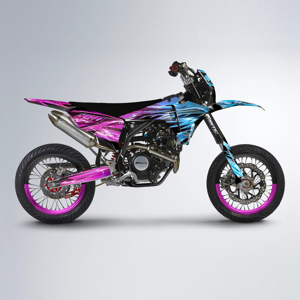 MATRIX Fantic supermoto graphics kit in Pink & Light Blue