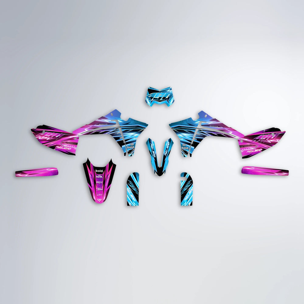 MATRIX Fantic graphics kit parts layout in Pink & Light Blue