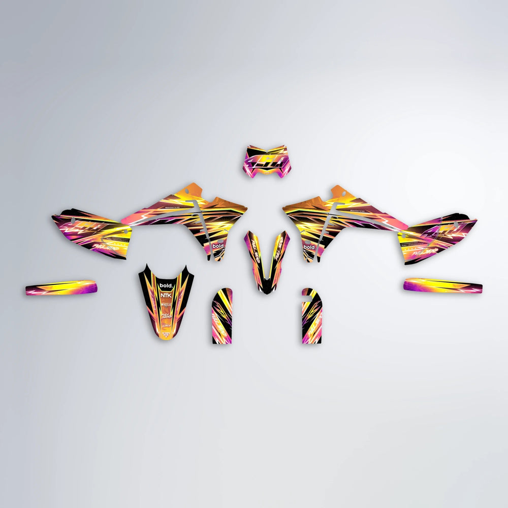 MATRIX Fantic graphics kit parts layout in Pink & Yellow