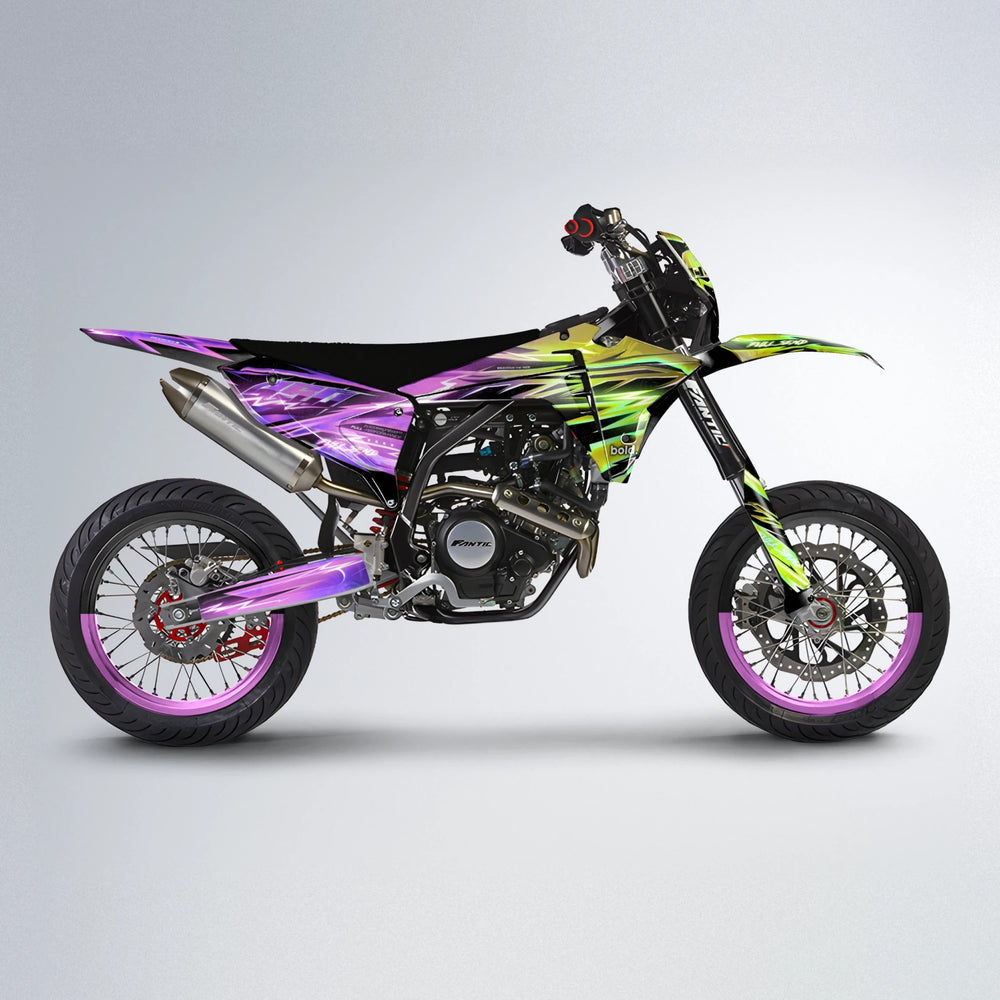 MATRIX Fantic supermoto graphics kit in Purple & Yellow