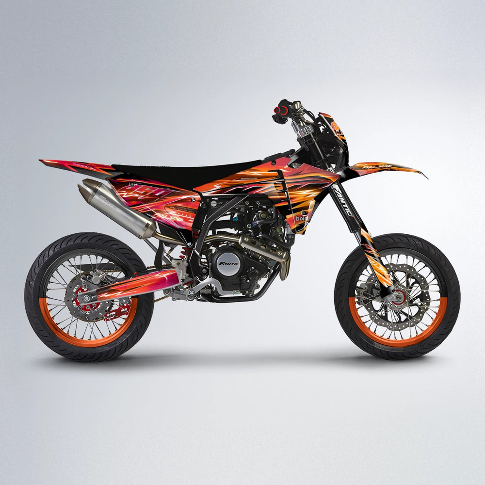 MATRIX Fantic supermoto graphics kit in Red & Orange