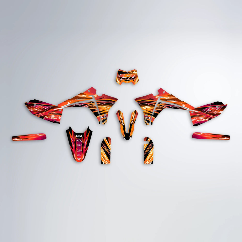 MATRIX Fantic graphics kit parts layout in Red & Orange
