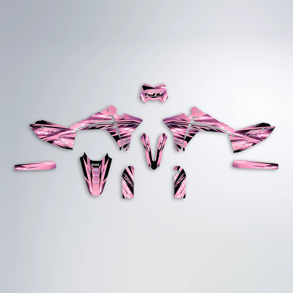 MATRIX Fantic graphics kit parts layout in Sakura Pink