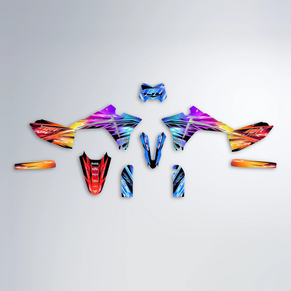 MATRIX Fantic graphics kit parts layout in Sunset Fade