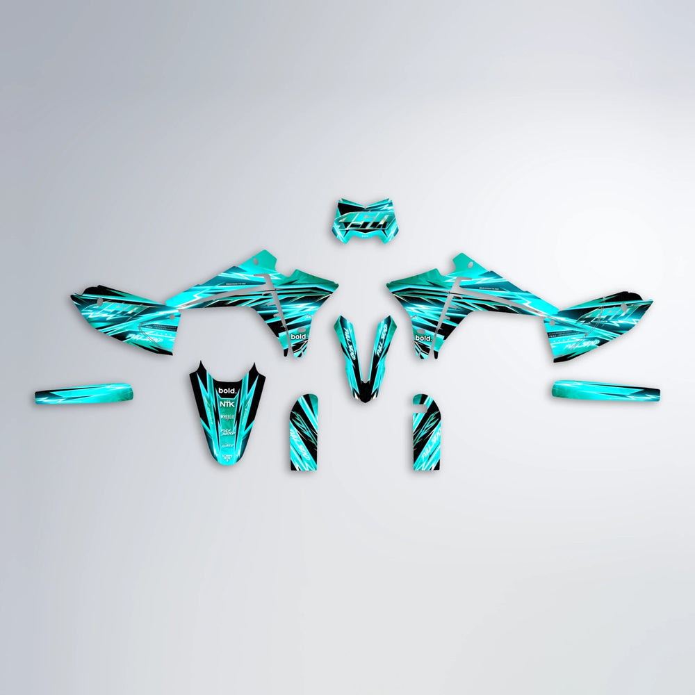 MATRIX Fantic graphics kit parts layout in Teal