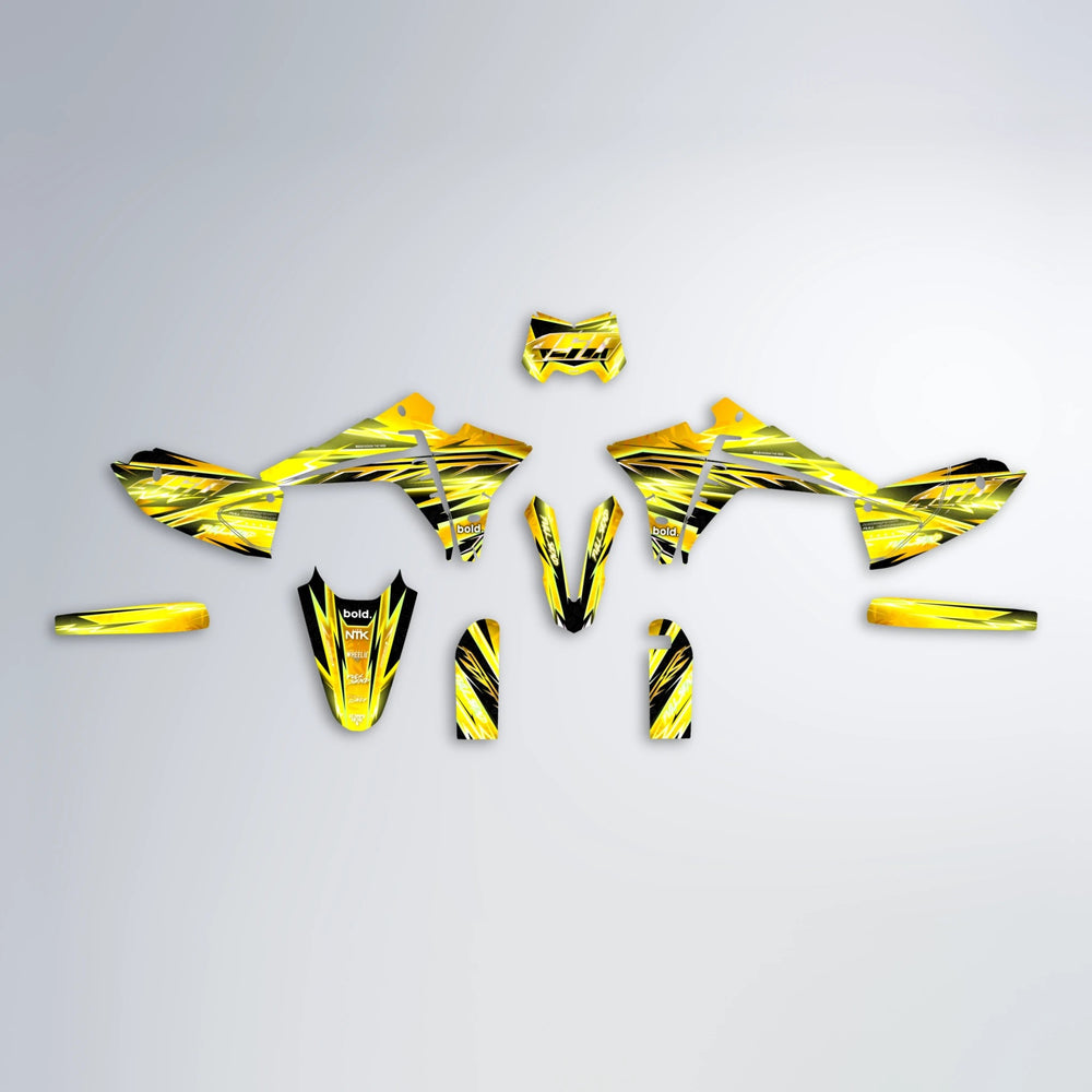 MATRIX Fantic graphics kit parts layout in Yellow