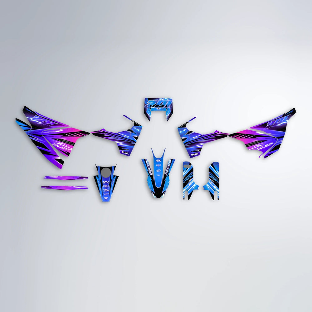 MATRIX Husqvarna 701 graphics kit parts layout in Blue Purple Fade