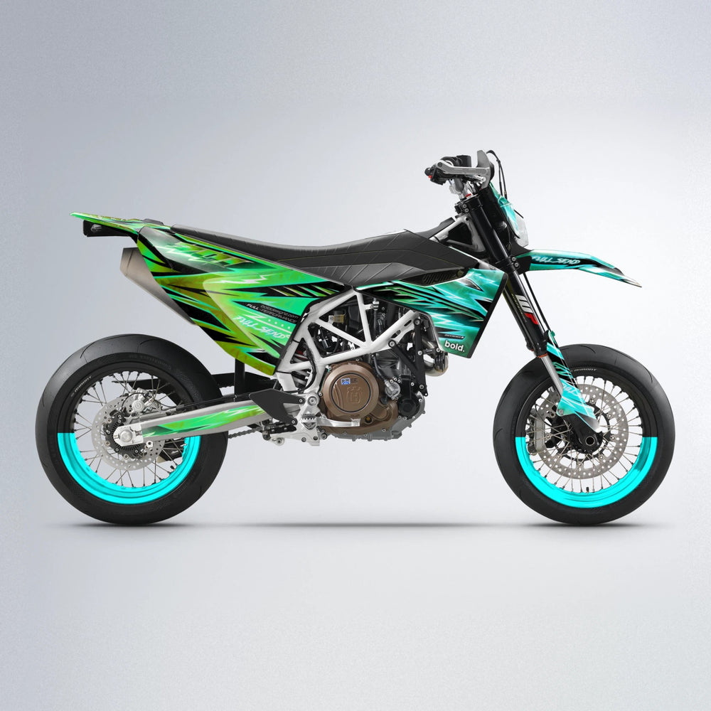 MATRIX Husqvarna 701 supermoto graphics kit in Cyan & Green