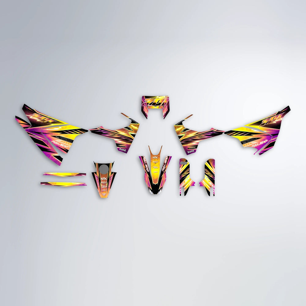 MATRIX Husqvarna 701 graphics kit parts layout in Pink & Yellow