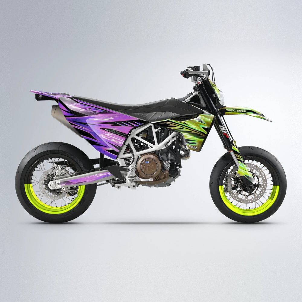 MATRIX Husqvarna 701 supermoto graphics kit in Purple & Yellow