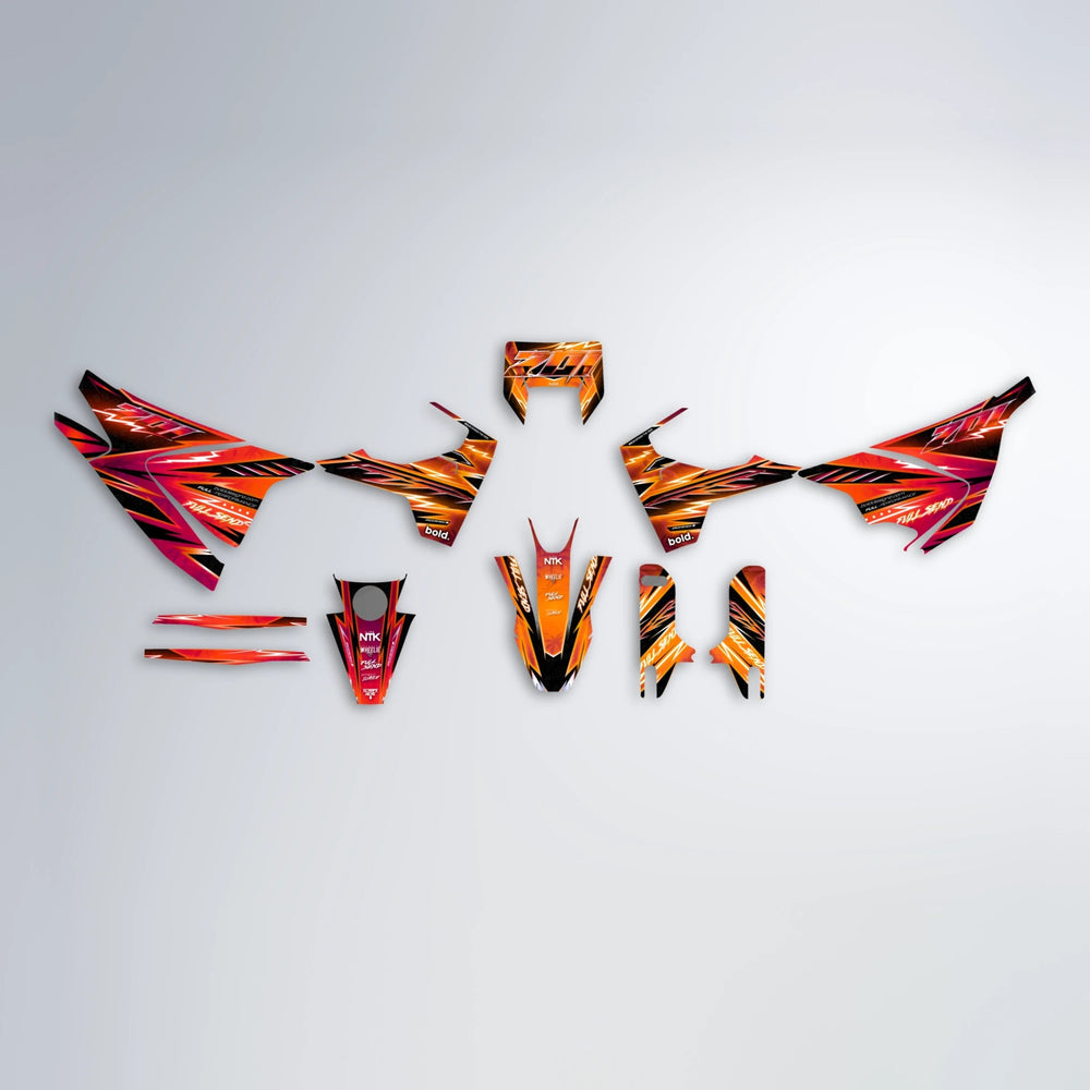 MATRIX Husqvarna 701 graphics kit parts layout in Red & Orange