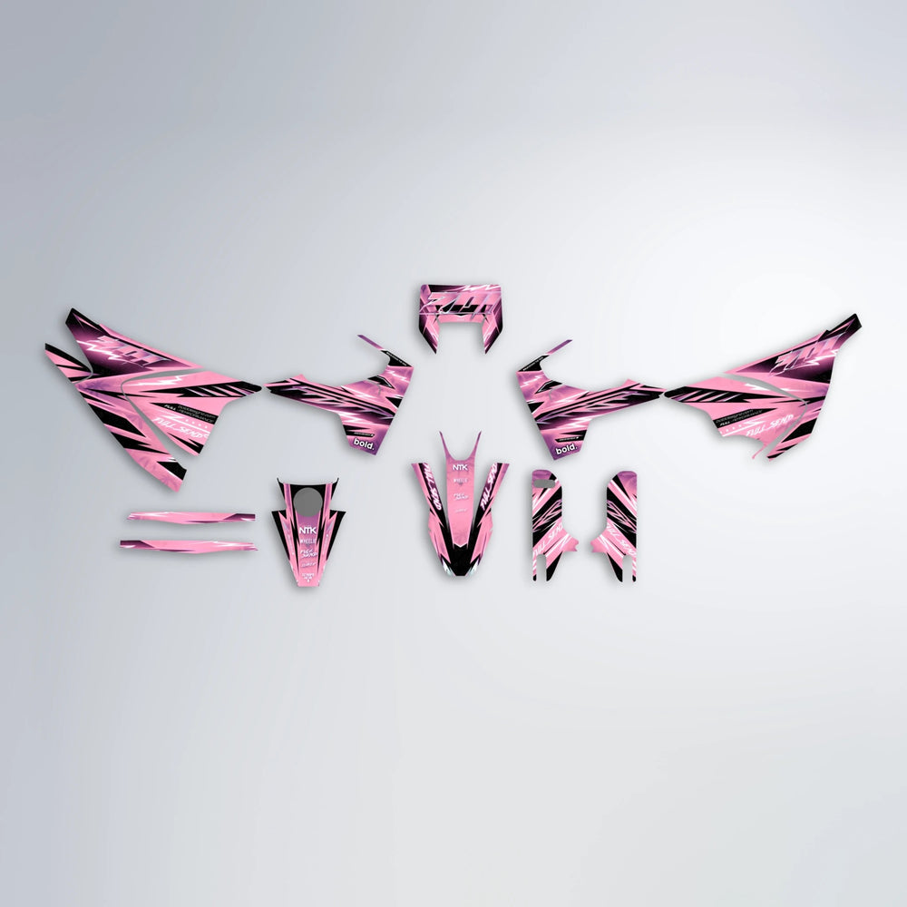 MATRIX Husqvarna 701 graphics kit parts layout in Sakura Pink