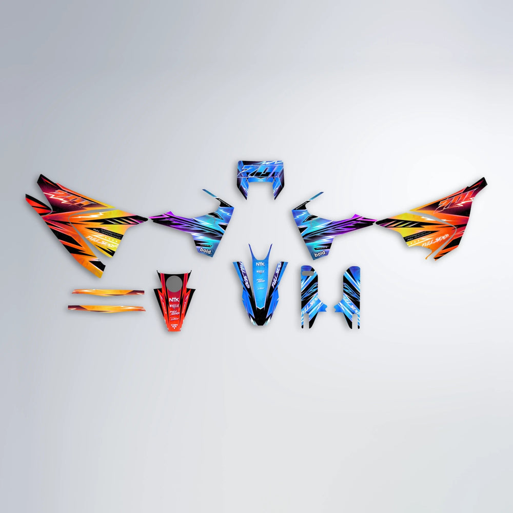 MATRIX Husqvarna 701 graphics kit parts layout in Sunset Fade