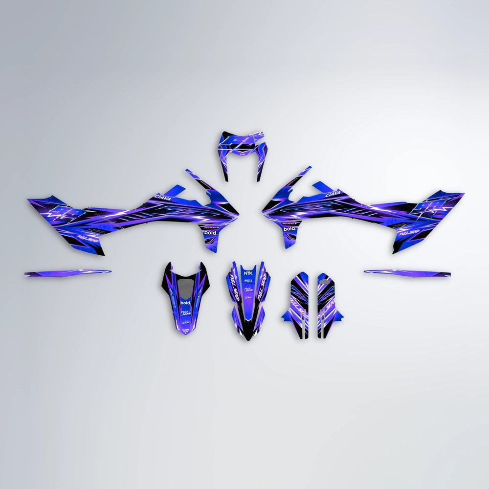 MATRIX KTM SMC 690 graphics kit parts layout in Blue