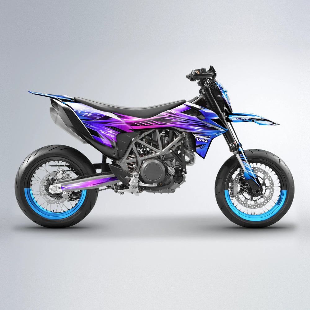 MATRIX KTM SMC 690 supermoto graphics kit in Blue Purple Fade